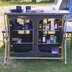 OZtrail 3 Shelf Deluxe Double Cupboard -Outdoor Camping Shop 1194558 3 shelf deluxe double cupboard