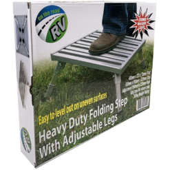 Heavy Duty Folding Step − Adjustable Legs -Outdoor Camping Shop 1195592 heavy duty folding step adjustable legs