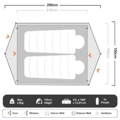 OZtrail Hiker 2 Dome Tent -Outdoor Camping Shop 1204033