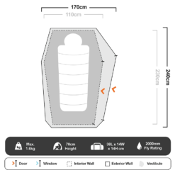 Mantis Ultralight 1 Hiking Tent -Outdoor Camping Shop 1249540