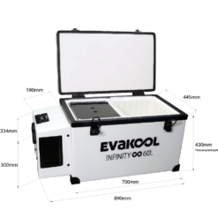 RFE60−FF Fibreglass Infinity Fridge/Freezer 60L -Outdoor Camping Shop 1254946 fdge evakool rfe 60 ff