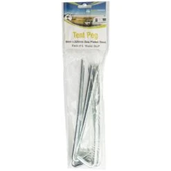 Steel Tent Pegs 8mm X 225mm 6 Pack -Outdoor Camping Shop 1265819 peg pack 8mm x 225mm zinc 6 pack