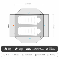 Intrepidor 3 1400 Tourer Rooftop Tent -Outdoor Camping Shop 1268675
